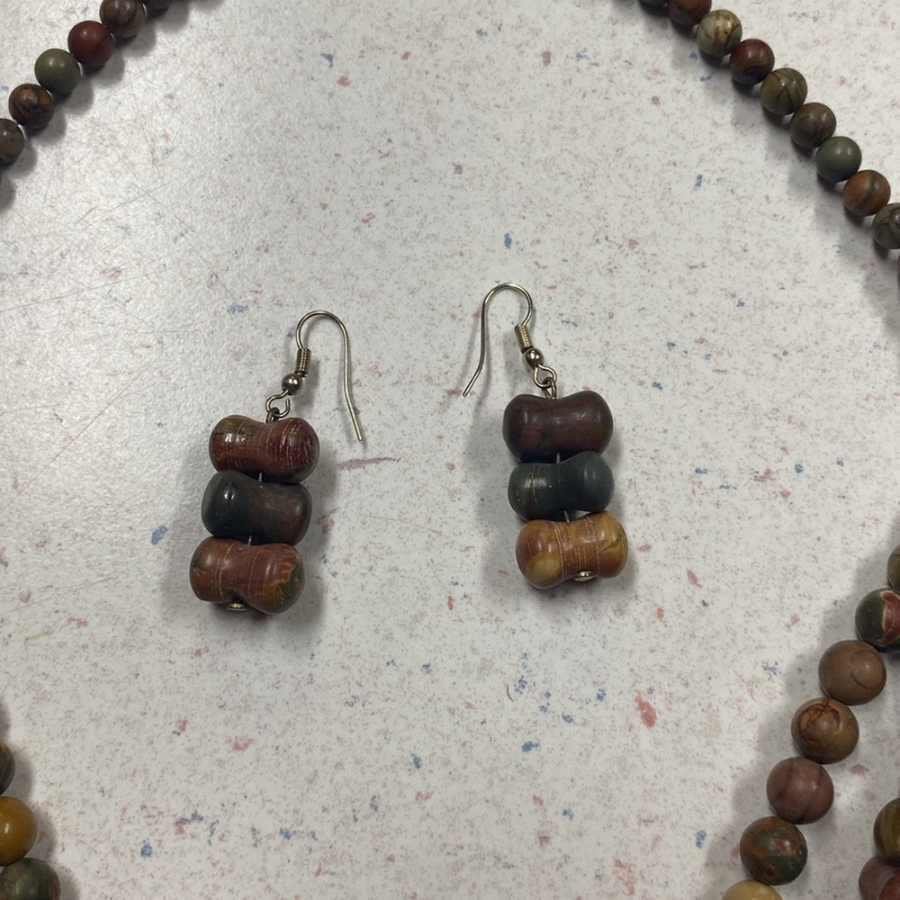 3 strand Necklace and earrings